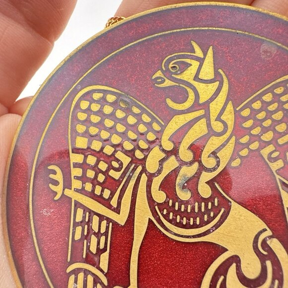 Metropolitan Museum Of Art MMA Necklace Winged Lion St Marks Brooch Red Enamel - Picture 6 of 16